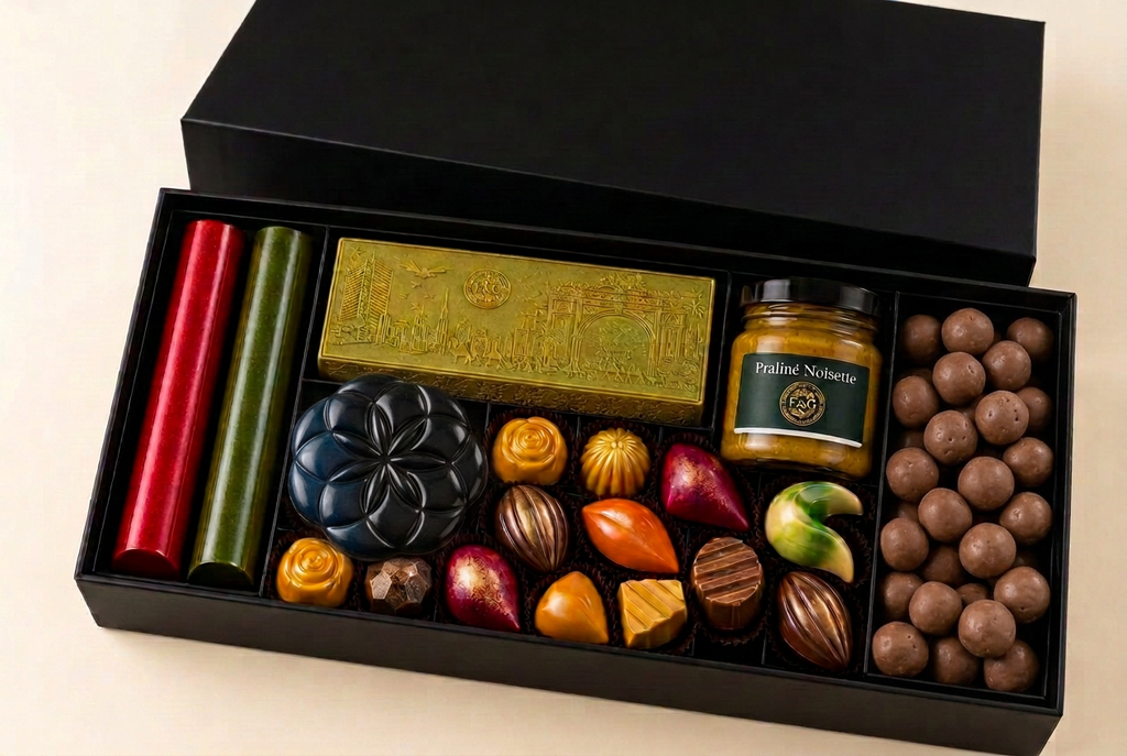 Grand coffret avec dragées noisette sans emballage