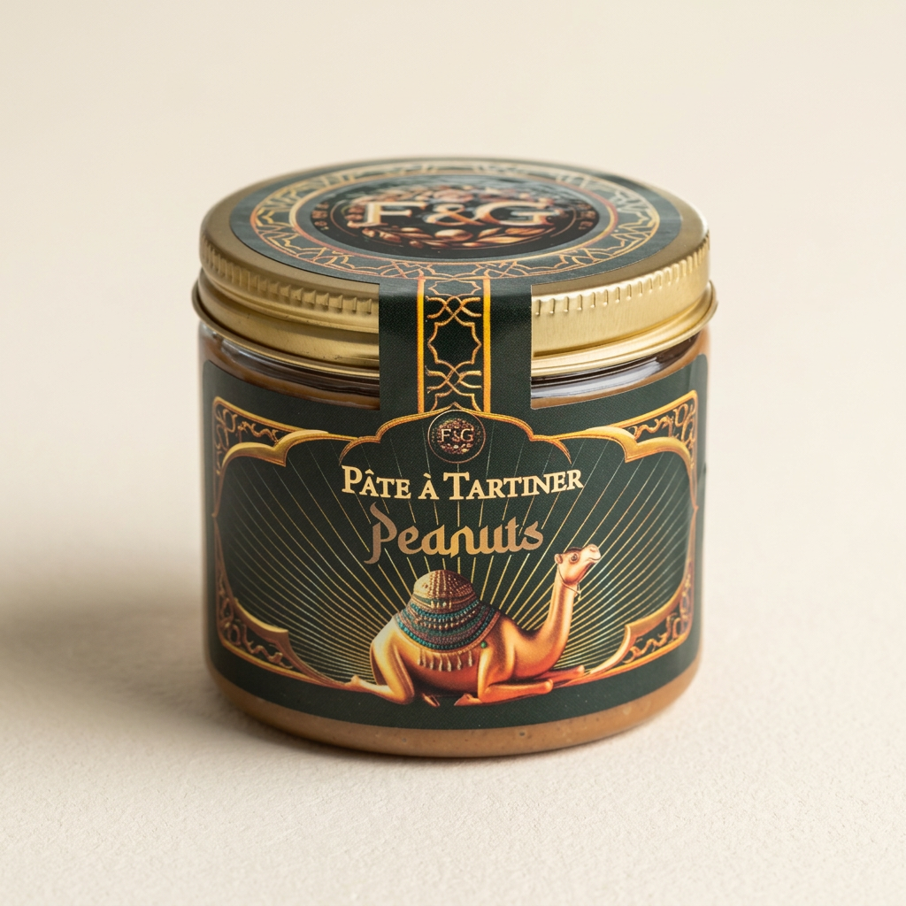 Pâte à tartiner Cacahuète sur fond ivoire