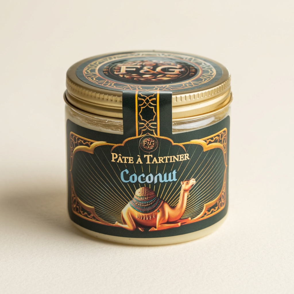 Pâte à tartiner Noix de coco sur fond ivoire