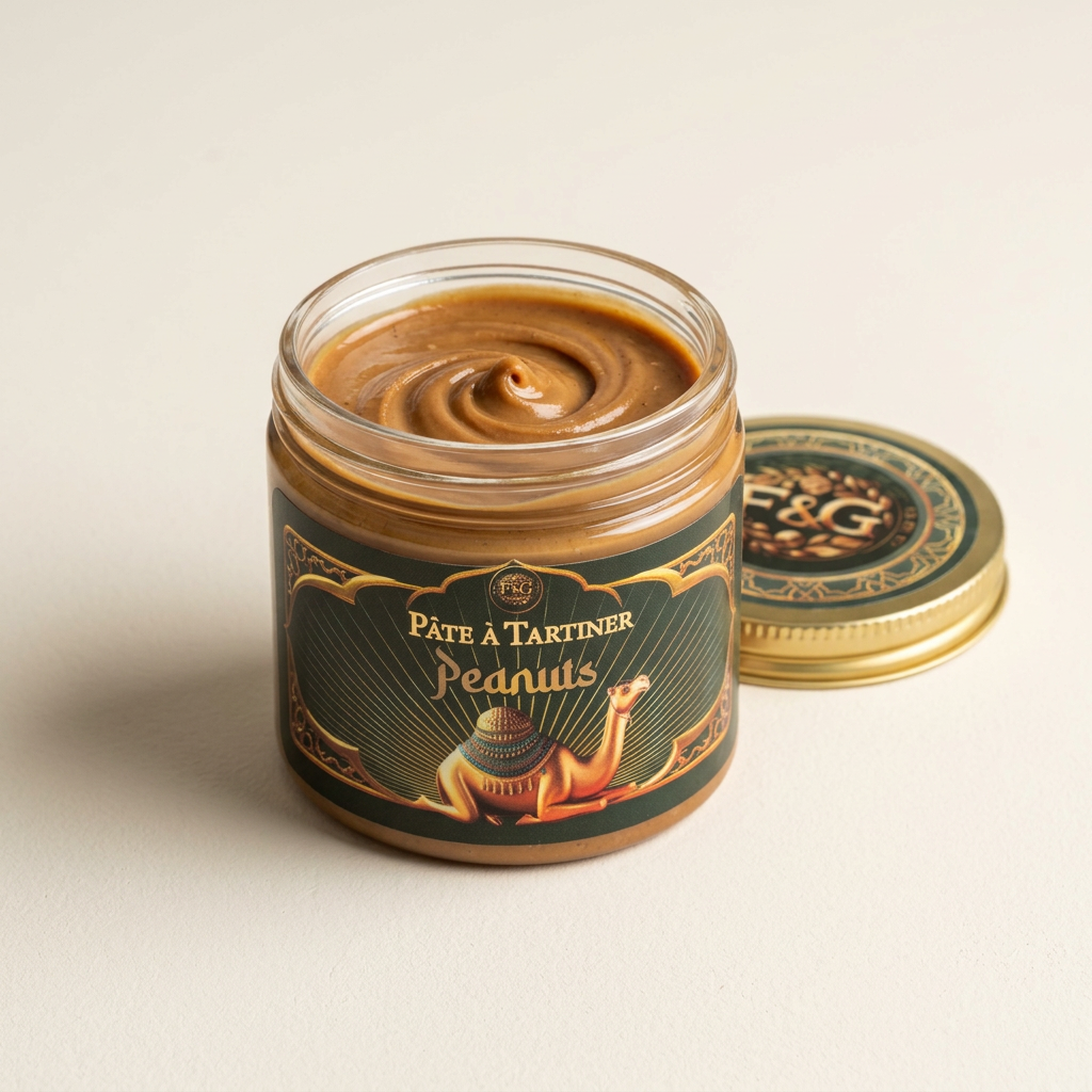 Pot ouvert de pâte à tartiner Cacahuète
