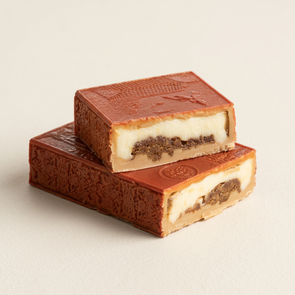 Tablette Cheesecake ouverte sans emballage sur fond ivoire